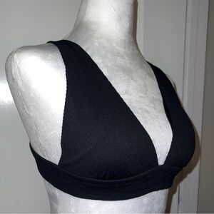 Aerie Black Triangle Swim Top with Tie Back